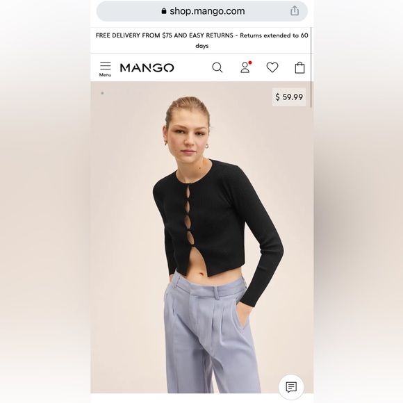 Cropped Rib Cardigan *NEW WITH TAGS* - Picture 2 of 9